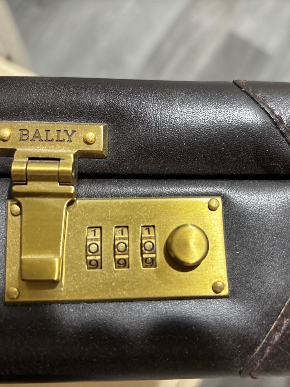 Bally Dark Brown Leather Briefcase with Brass Combination Lock